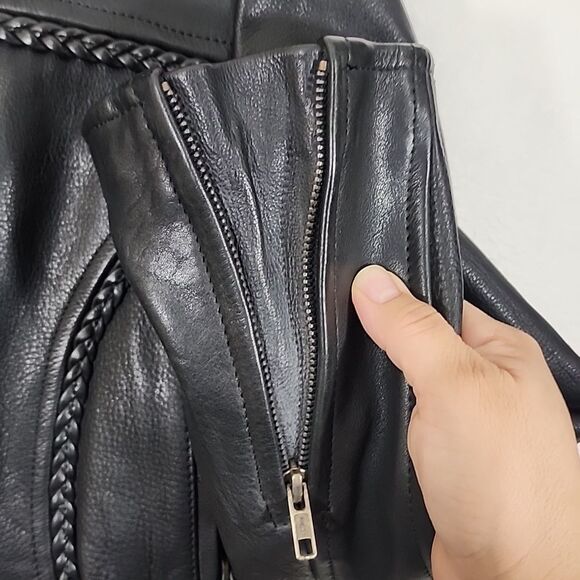 Vintage All-State Leather black jacket fully lined with braided details size XL - Picture 6 of 13